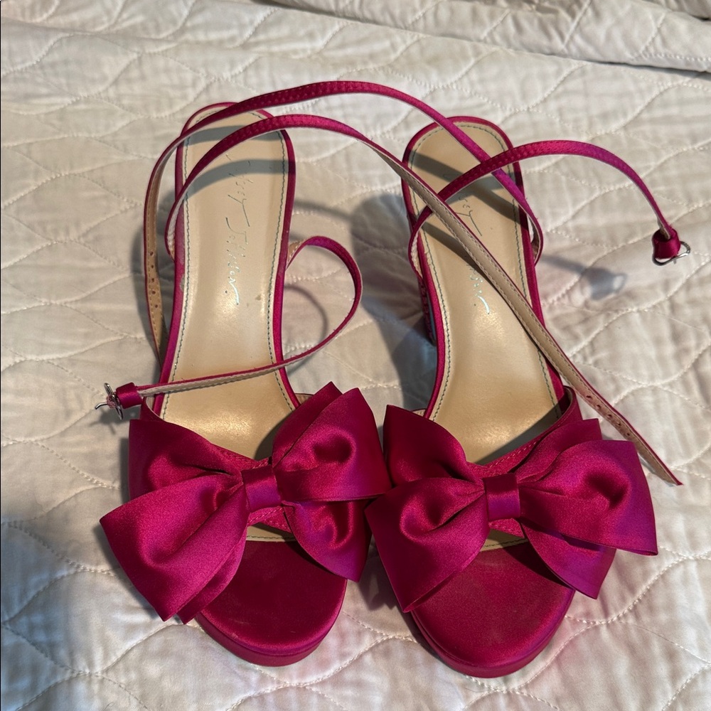 Satin and Rhinestone Pink Bow Sandals